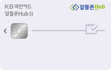 KB국민카드 알뜰폰 Hub Ⅱ 카드 앞면 — 연보라 가로형 카드에 KB국민카드·알뜰폰Hub 로고